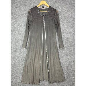 Komarov Gray/Silver Charmeuse Chiffon cardigan Jacket w/ Embellished Collar‎ M